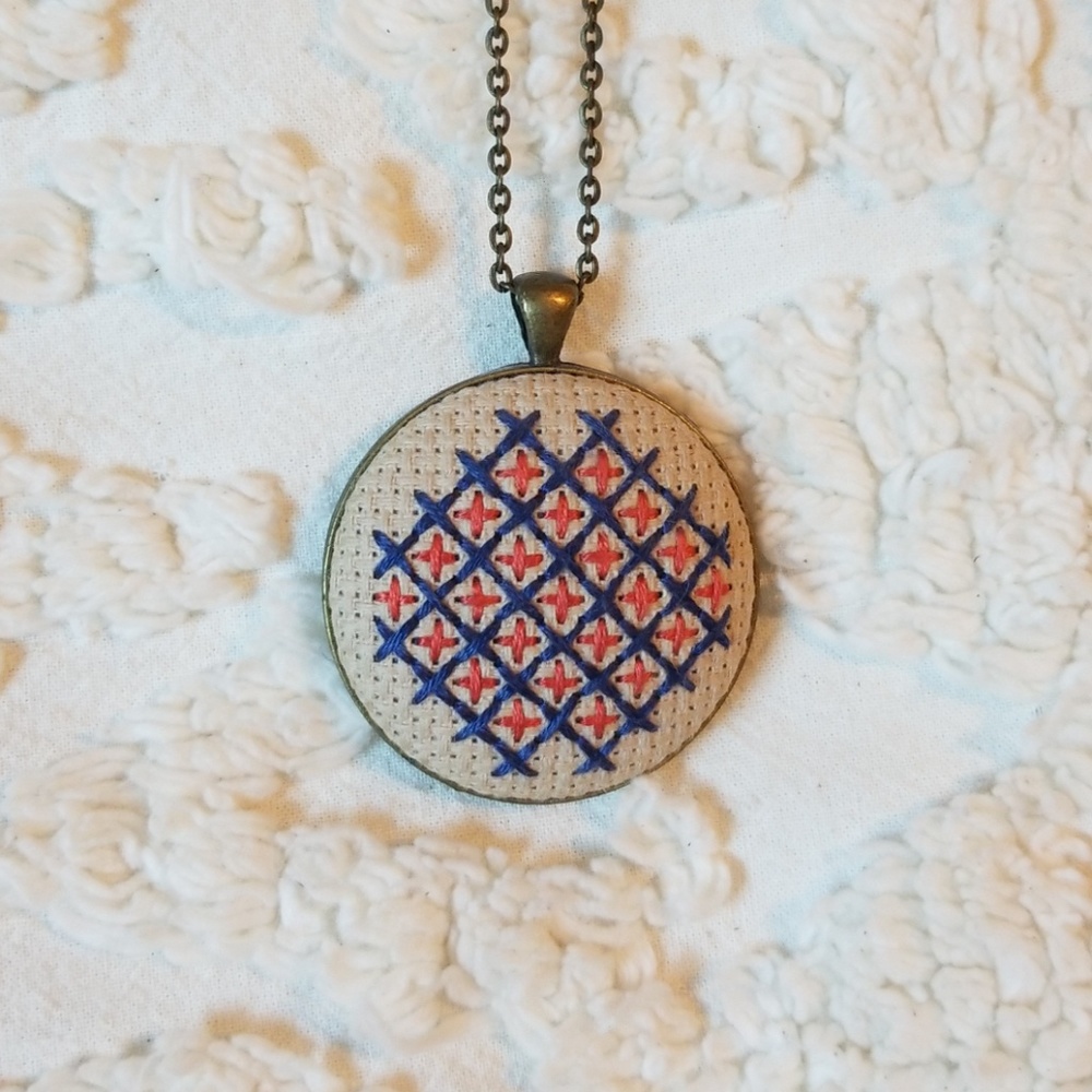 Cross stitch pendant